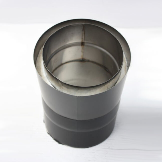 Edelstahlrohr doppelwandig Bogen 15° ohne Reinigungsöffnung 130 mm