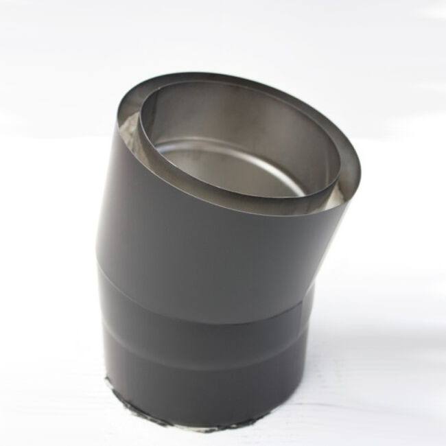 Edelstahlrohr doppelwandig Bogen 15° ohne Reinigungsöffnung 130 mm