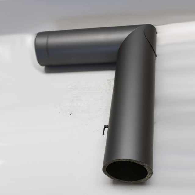Isoline Winkelrohr 450x700 mm doppelwandig mit Tür u. Drosselklappe DN 150 mm, Senotherm gussgrau #288