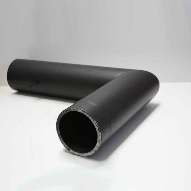 Isoline Winkelrohr 450x700 mm doppelwandig mit Tür u. Drosselklappe DN 150 mm, Senotherm schwarz #310