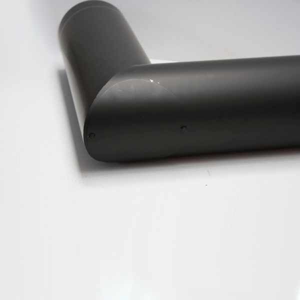 Isoline Winkelrohr 450x700 mm doppelwandig mit Tür u. Drosselklappe DN 150 mm, Senotherm schwarz #310