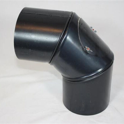 Ofenrohr-Bogen drehbar aus gebläutem Stahlblech DN 130 mm, mit Reinigungsöffnung
