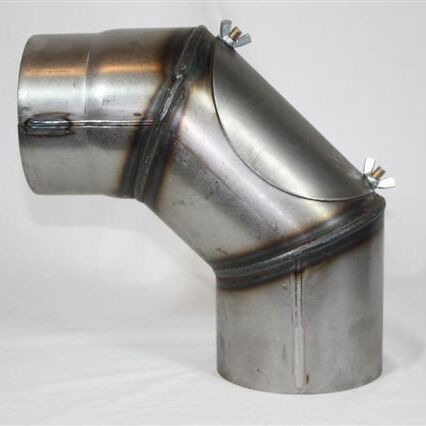 Rauchrohr-Bogen 45° DN 120 mm roh, eingezogen mit Reinigungsöffnung