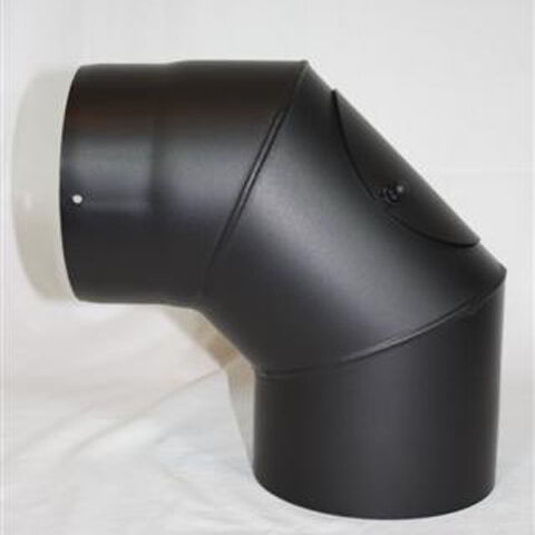 Rauchrohr Bogen 45° DN 130 mm eingezogen mit Reinigungsöffnung (schutzlackiert)