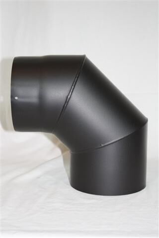 Rauchrohr Bogen 90° DN 150 mm eingezogen ohne Reinigungsöffnung (schutzlackiert)