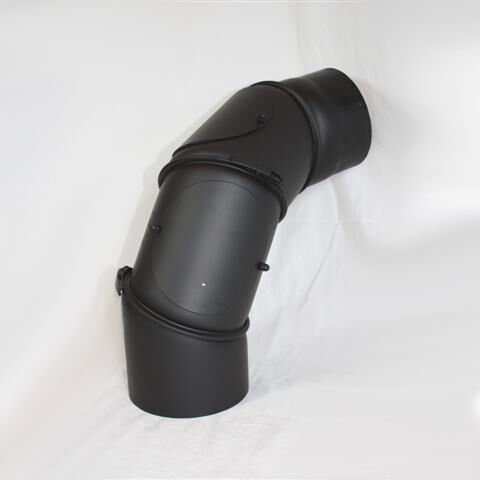 Rauchrohr Bogen 3tlg. DN 160 mm eingezogen, drehbar mit Reinigungsöffnung (schutzlackiert)