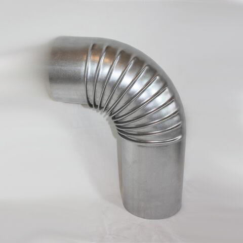 FAL Ofenrohr-Bogen 90° DN 110 mm, ohne Reinigungsöffnung (an der engen Seite ca. 15 cm verlängert)