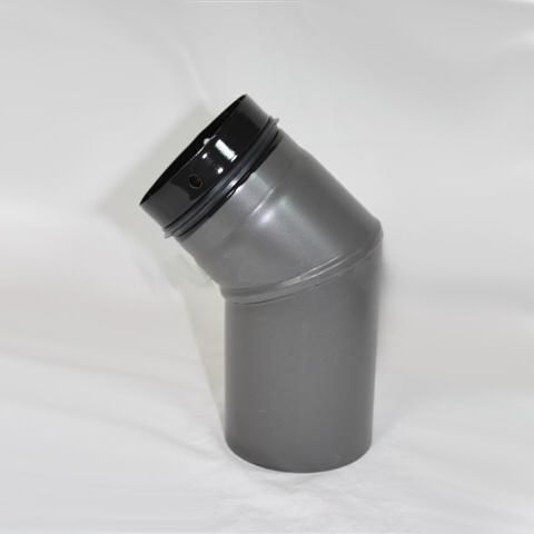 Pellet-Bogen 45° (2-teilig) DN 125 mm, grau emailliert ohne Reinigungsöffnung