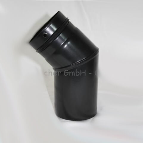 Pellet-Bogen 45° (2-teilig) DN 125 mm, schwarz emailliert ohne Reinigungsöffnung