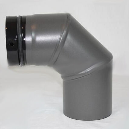Pellet-Bogen 90° (3-teilig) DN 100 mm, grau emailliert ohne Reinigungsöffnung
