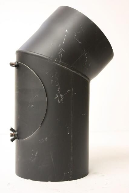 Rauchrohr-Bogen 45° DN 130 mm gemufft, mit Reinigungsöffnung (schutzlackiert)