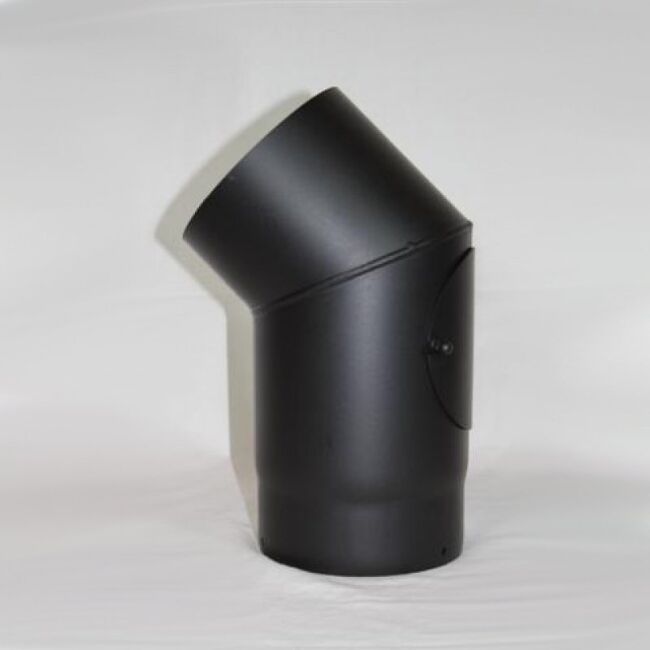Rauchrohr Bogen 45° DN 120 mm eingezogen mit Reinigungsöffnung (schutzlackiert)
