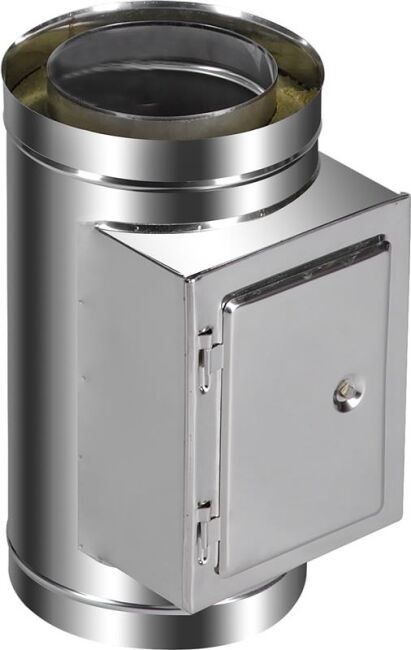 DINAK Edelstahlschornstein Reinigungselement mit Tür 440mm DW Ø130