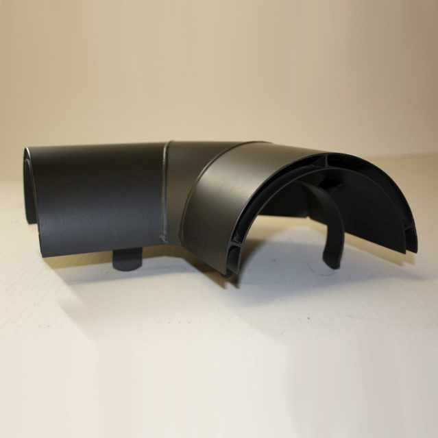 Doppelwandiger Strahlenschutz Halbschale Bogen 90° seitlich DN 150 mm, Senotherm schwarz #310