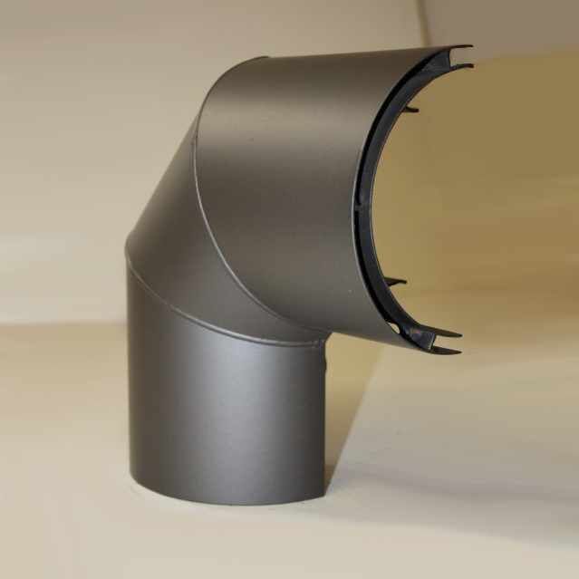 Doppelwandiger Strahlenschutz Halbschale Bogen 90° seitlich DN 150 mm, Senotherm gussgrau #288