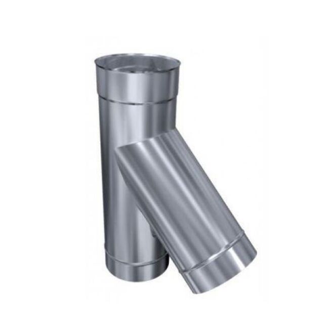 Edelstahlschornstein einwandig 0,5mm T-Stück TR 45° DN 100