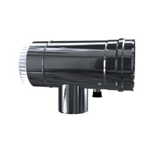 Luft Abgas System konzentrisch T-Stück 90° mit Revisionsöffnung und Kondensatableiter DN 80/125 Reduzierter Abzweig DN 60/100 lackiert 2AFKRRODPS908060M