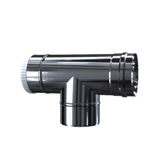 Luft Abgas System konzentrisch T-Stück 90° mit Revisionsöffnung DN 80/125 Reduzierter Abzweig DN 60/100 2AFKRRPS908060