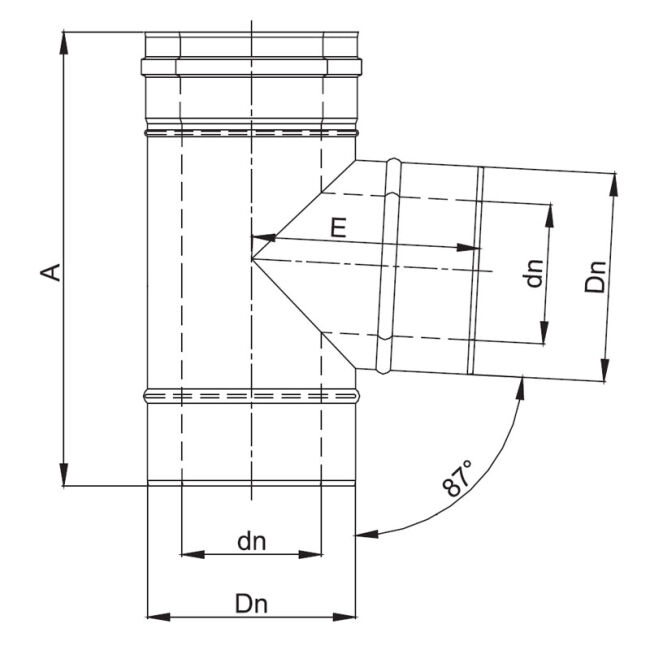Luft Abgas System konzentrisch T-Stück 87° DN 60/100