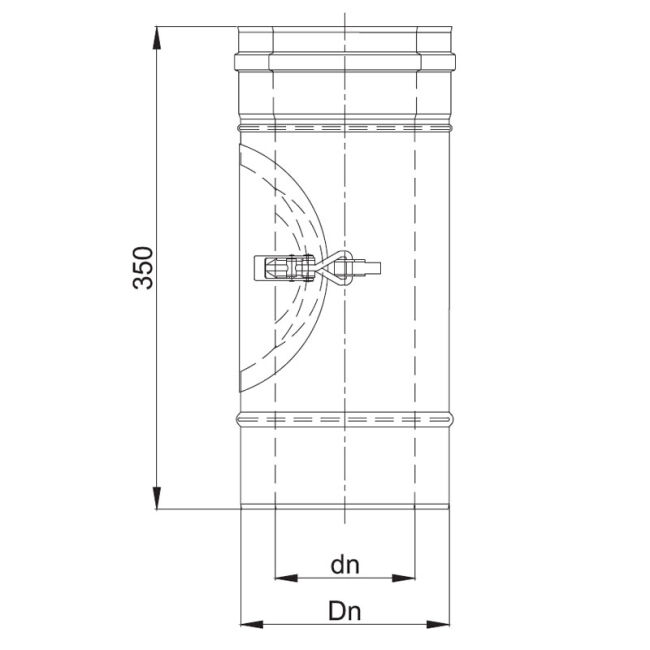 Luft Abgas System konzentrisch T-Stück 90° mit Revisionsöffnung, Kondensatableiter und Messstutzen DN 80/125 Reduzierter Abzweig DN 60/100 lackiert