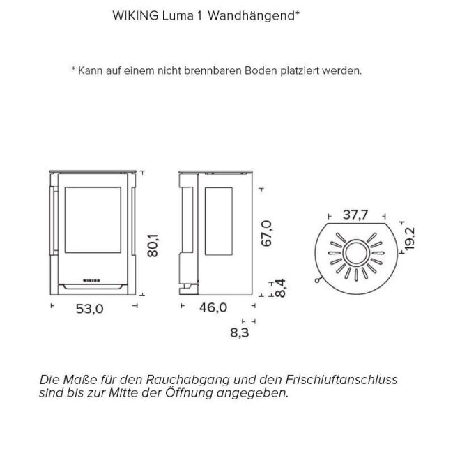 Wiking Ofen Luma 1 mit Seitenscheiben Grau Standard