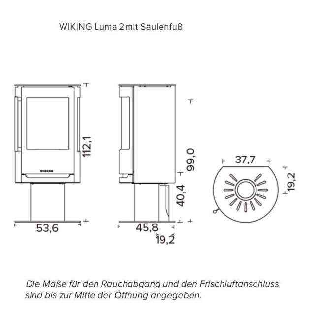 Wiking Ofen Luma 2 Schwarz Säulenfuß