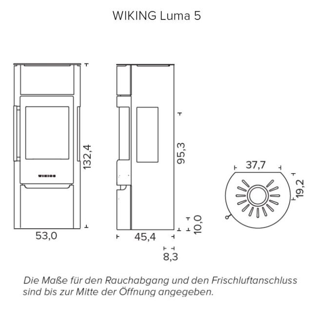 Wiking Ofen Luma 5 mit Seitenscheiben Grau