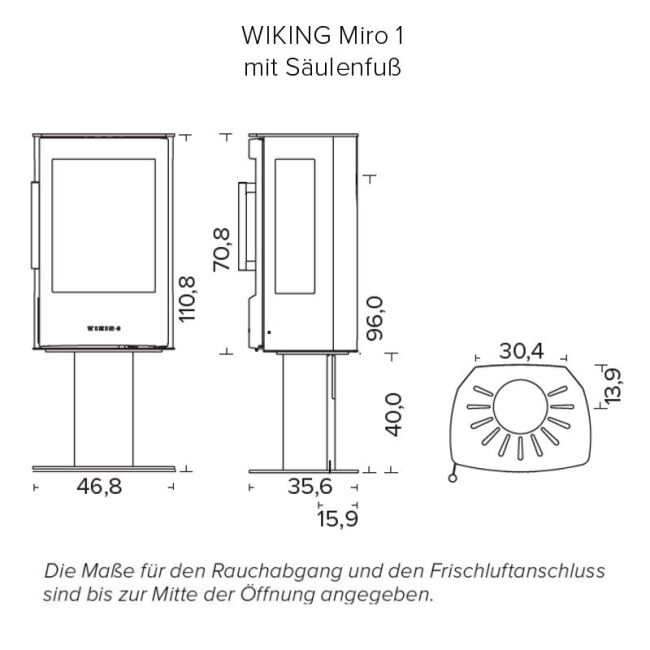 Wiking Ofen Miro 1 mit Seitenscheiben Säulenfuß