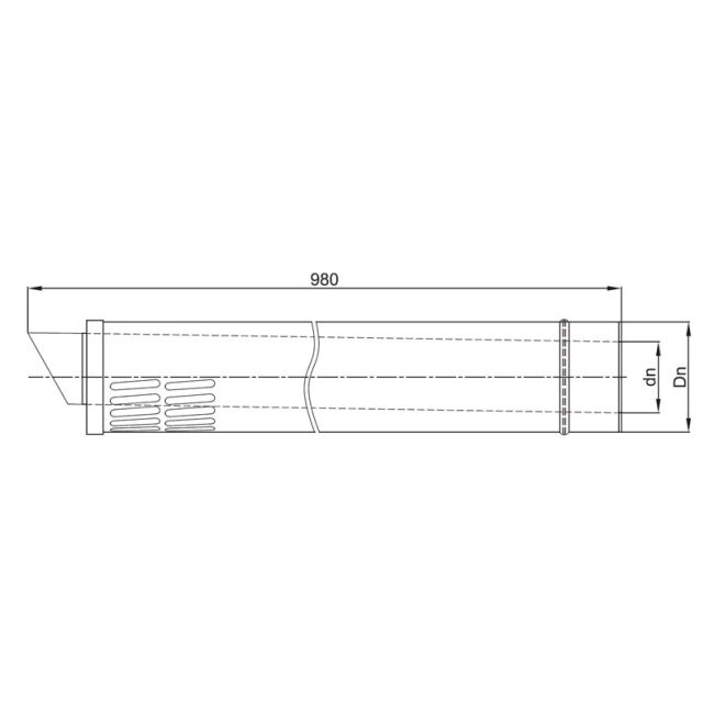 Luft Abgas System konzentrisch Zulufteinrichtung horizontal lang lackiert DN 60/100