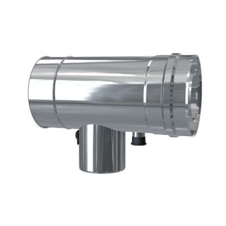 Luft Abgas System konzentrisch T-Stück 90° mit Revisionsöffnung, Kondensatableiter und Messstutzen DN 80/125 Reduzierter Abzweig DN 60/100 2AFKRMRODPSI908060