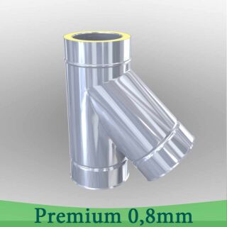 Edelstahlschornstein 0,8mm Premium T-Anschluss 45°