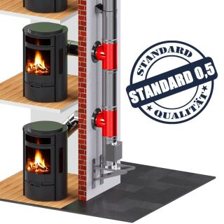 Edelstahlschornstein 0,8mm Premium T-Anschluss 90°