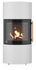 Drooff Kaminofen Catania 6 kw StilBeton cream mit Metall-Griff mit Birkenrinde & fire+ Abbrandsteuerung