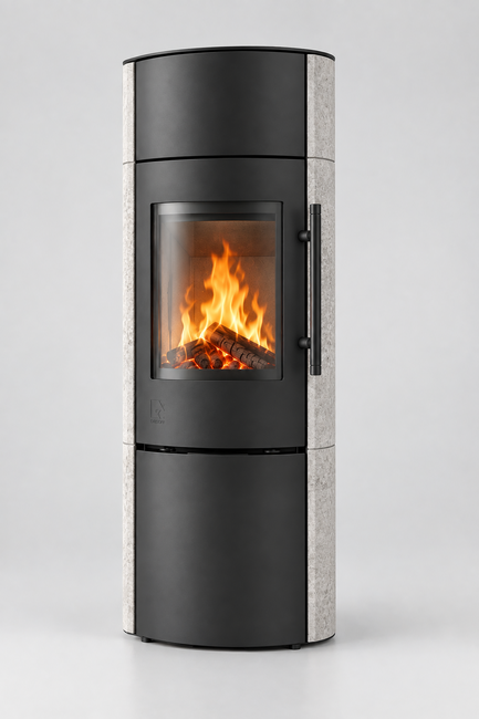 Drooff Kaminofen GARDA 2 Plus NatStone mit Fire+ Abbrandsteuerung & DROOFFolith Wärmespeicher (5 Ringe) 