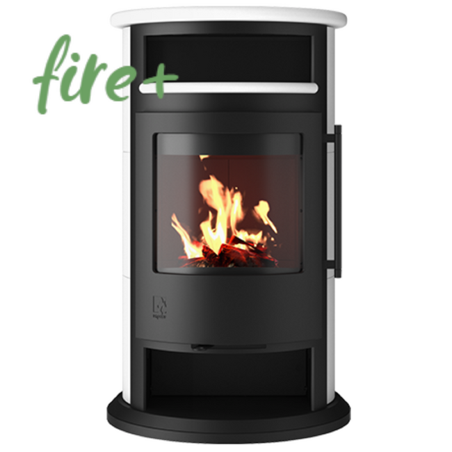 Kaminofen Drooff Varese 3 cream handpoliert mit fire+ Abbrandsteuerung