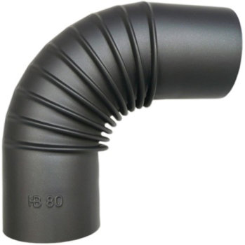 Pellet-Bogen 90° Senotherm Dünnwand schwarz, mit Reinigungsöffnung