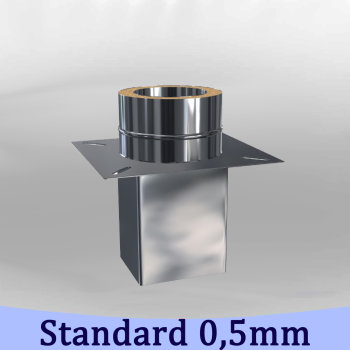 Edelstahlschornstein 0,5 mm Standard, Grundplatte für Kaminerhöhung, eckig Sondermaß