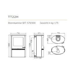 Kaminofen TermaTech TT22H, schwarz