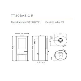 Kaminofen TermaTech TT20 Bazic R schwarz