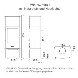 Wiking Ofen Miro 6 mit Natursteinverkleidung mit Holzfachtür, optional Wärmespeicher