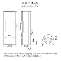 Wiking Ofen Miro 5 Stahl mit Seitenscheiben, Holzfachtür, optional Wärmespeicher